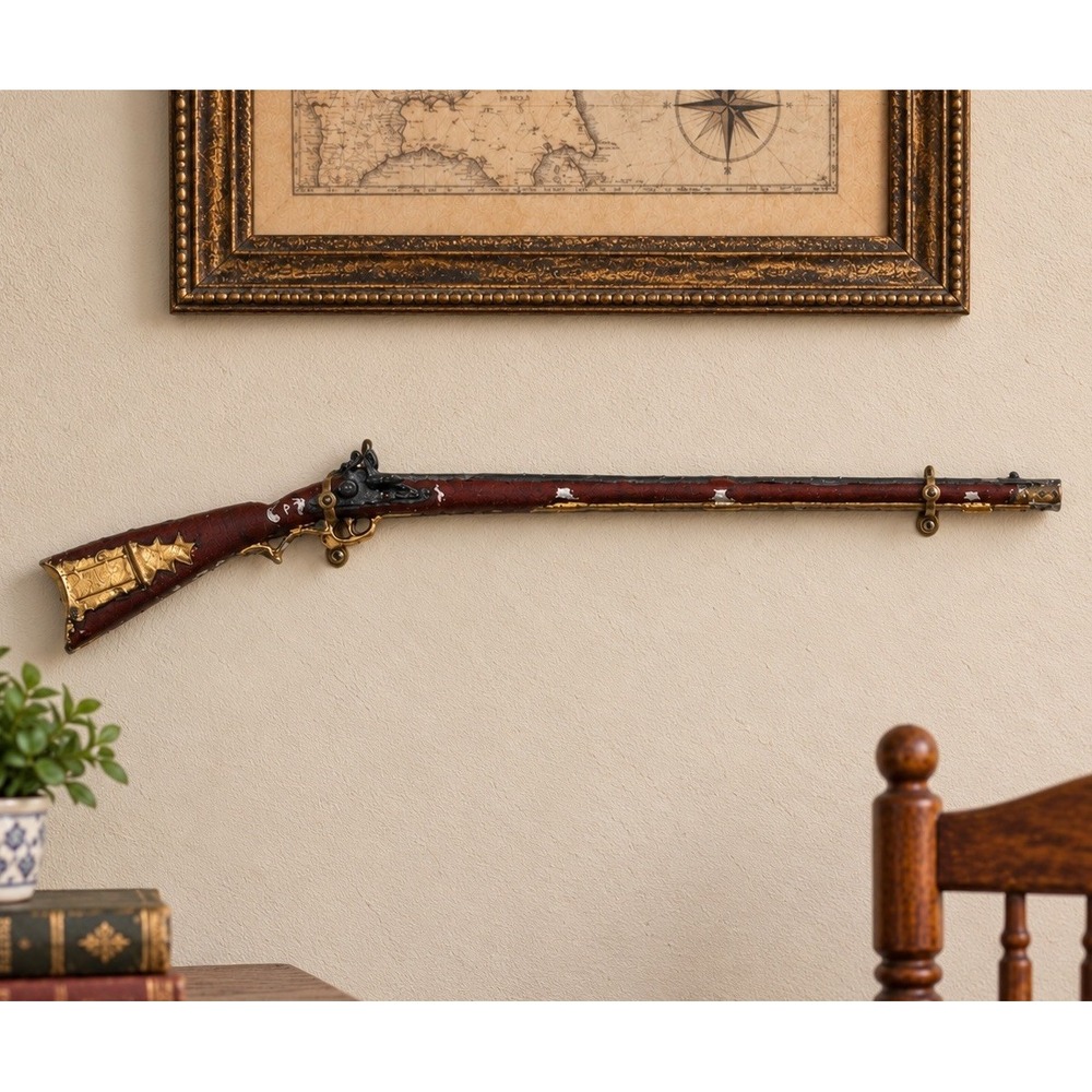 Vintage 1:12 Kentucky Long Rifle Flintlock Painted Pewter Dollhouse Miniature